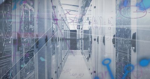 Mathematical Concepts and Data Processing in Server Room - Download Free Stock Images Pikwizard.com