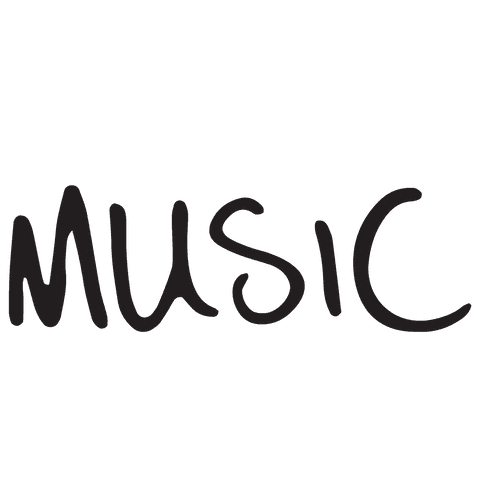 Stylish Music Text Graphic on Transparent Background