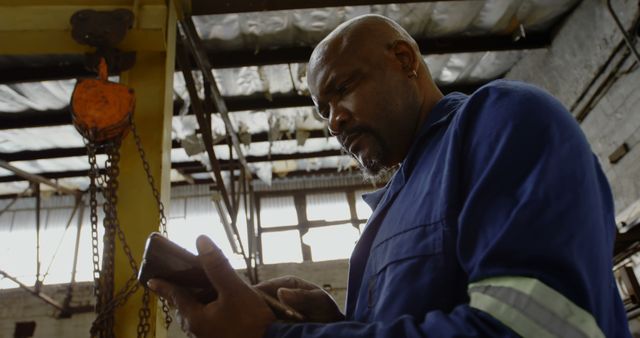 Industrial Worker Inspecting Machinery with Digital Tablet - Download Free Stock Images Pikwizard.com