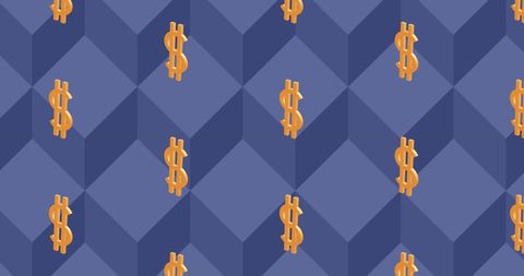 seamless pattern with yellow dollar icons on blue cube background - Download Free Stock Images Pikwizard.com
