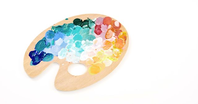 Close-up of watercolor paint on wooden palette - Download Free Stock Photos Pikwizard.com