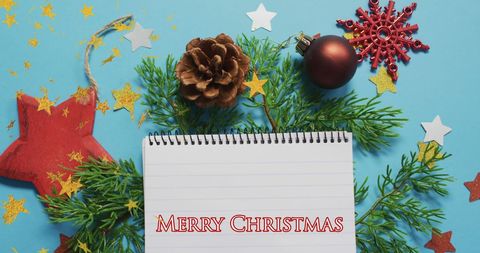 Festive Christmas Greeting Card with Decor and Pine Cones - Download Free Stock Images Pikwizard.com
