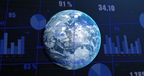 Digital Globalization with Rotating Globe and Data Graphics - Download Free Stock Images Pikwizard.com