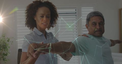 Diverse Doctor and Patient Engaged in Virtual Healthcare Exercise