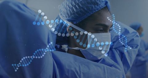 Surgeons with Digital DNA Overlay in Operating Room