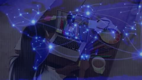 Designer Collaborating Online with Animated Network Overlay