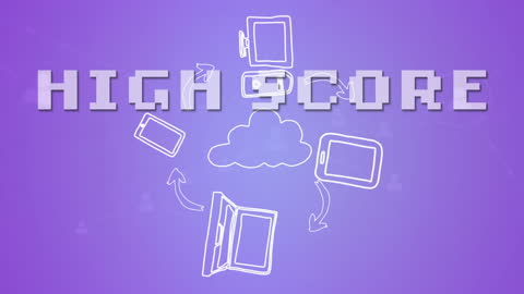 Digital High Score and Network Icons on Purple Background