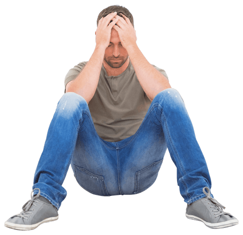 Frustrated Man Sitting in Jeans Isolated on Transparent Background - Download Free Stock Videos Pikwizard.com