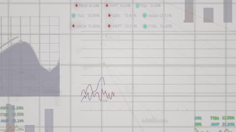 Data Processing Animation with Graphs and Charts on White