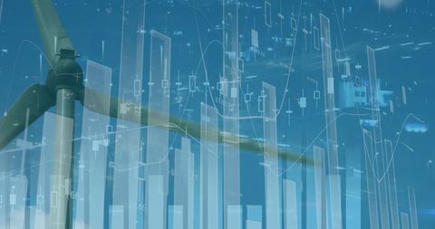 Financial Data Overlay on Renewable Energy Wind Turbine