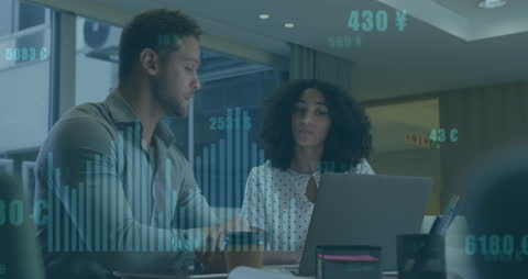 Team Analyzing Financial Market Data in Modern Office