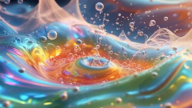 Dreamy Fluid Dynamics with Bubbling Liquid and Color Shifts