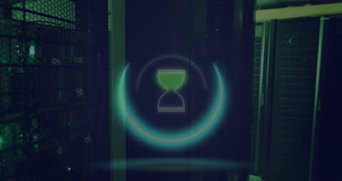Digital Hourglass with Data Processing Animation