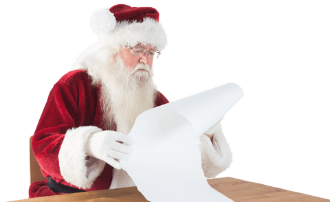santa studying long scroll list transparent background - Download Free Stock Videos Pikwizard.com