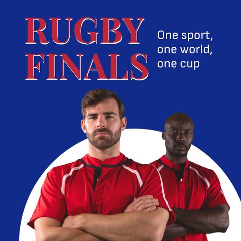 Rugby finals promotion with diverse male rugby players