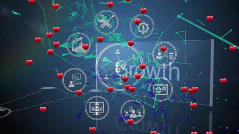 Social Media Networking Concept with Digital Hearts