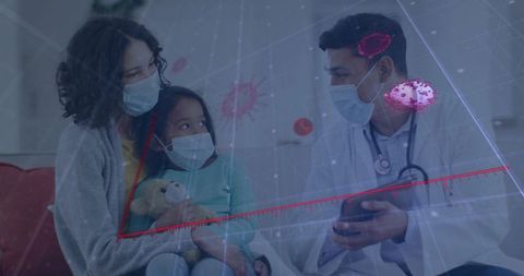 Consulting Physician Assisting Mother and Child with Digital Tool