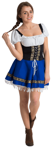 Transparent Oktoberfest Girl Smiling Holding Hair Dressed Traditional