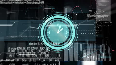 Futuristic Clock with Digital Data Interface