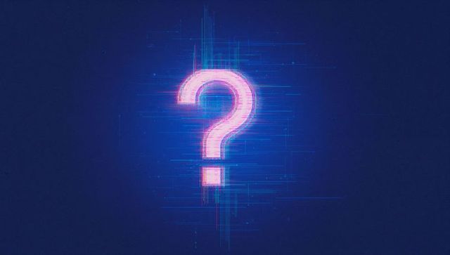 Glitch-style question mark in cyber punk style