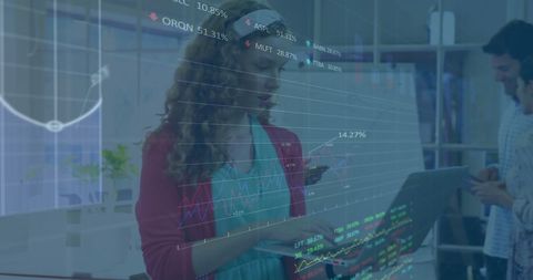 Financial Analysis with Digital Interface in Modern Office
