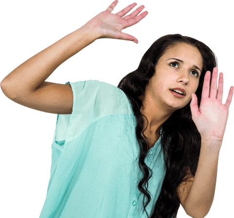 scared woman raising hands transparent background - Download Free Stock Videos Pikwizard.com