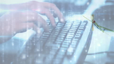 Digital Data Streams Over Lively Typing Hands