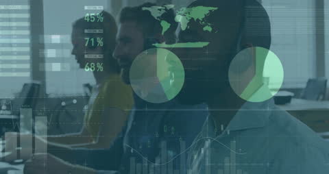 Financial Data Analytics with Diverse Business Team in Office