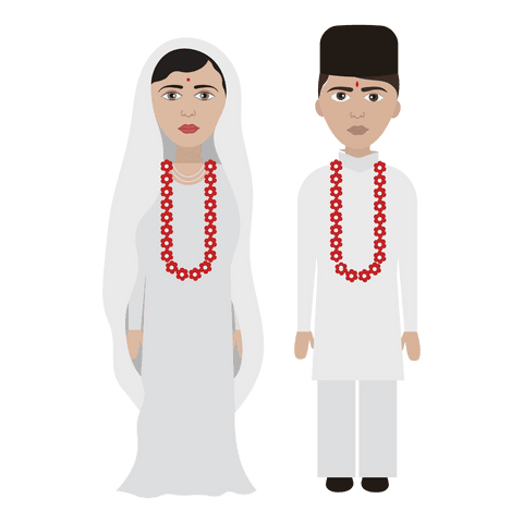 transparent vector cartoon of parsi bride and groom in traditional attire - Download Free Stock Videos Pikwizard.com