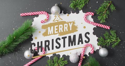 Festive Holiday Greeting Card with Candy Canes and Ornaments