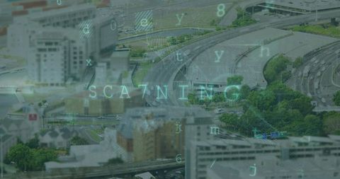Digital Security Scan Over Urban Cityscape