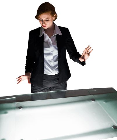 Transparent Businesswoman Reviewing Documents on Modern Table - Download Free Stock Videos Pikwizard.com