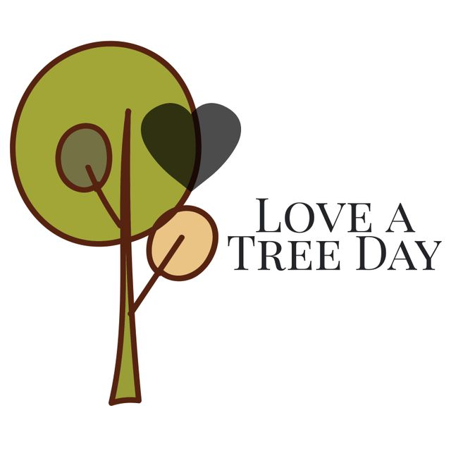 Love a Tree Day Illustration with Heart and Tree Symbol - Download Free Stock Templates Pikwizard.com