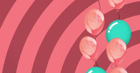 Vibrant Balloons Hovering Over Gradient Red Pattern