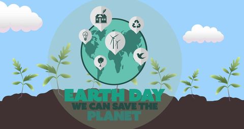 Earth Day Awareness with Globe and Environmental Icons - Download Free Stock Images Pikwizard.com