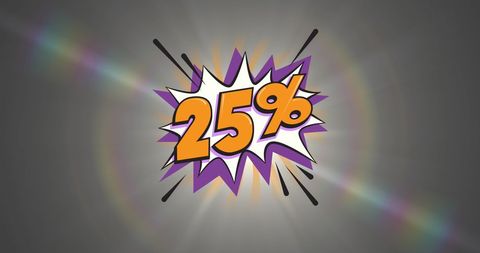 25 percent discount comic style illustrative burst