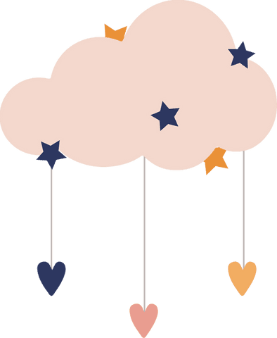 whimsical peach cloud with hanging hearts and stars - Download Free Stock Videos Pikwizard.com