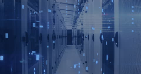 Advanced Data Center with Animated Circuit Board Overlay