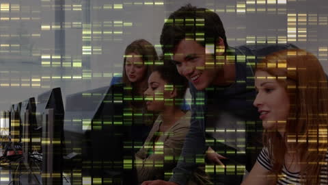 Diverse Students Learning Digital Interface Concepts