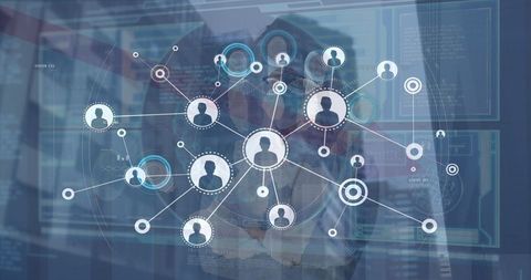 Futuristic digital network interface on touchscreen