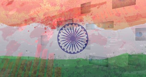 Conceptual India Flag with COVID-19 Data and Virus Cells