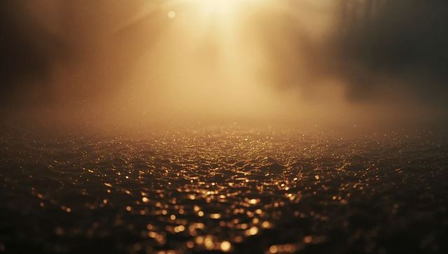 Misty Path with Glistening Gravel at Sunrise