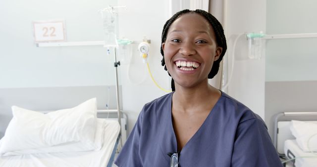 Smiling Nurse Standing in Hospital Room - Download Free Stock Images Pikwizard.com