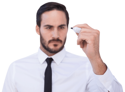 transparent focused businessman writing with a marker - Download Free Stock Videos Pikwizard.com