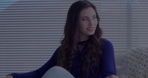 Relaxing Woman in Cozy Living Room with Modern Decor