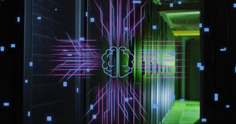 Digital Brain and Data Processing with Computer Servers - Download Free Stock Images Pikwizard.com