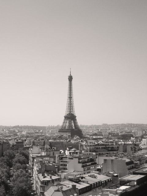 Black and White Aerial View of Paris City with Eiffel Tower - Download Free Stock Photos Pikwizard.com