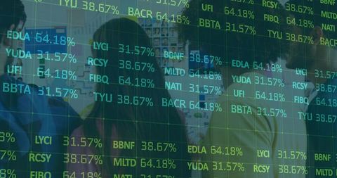 Finance Professionals Analyzing Stock Market Trends in Office Setting