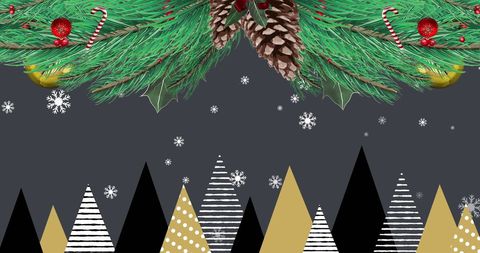 Festive Pine Cones and Candy Canes Holiday Decor Digital Art