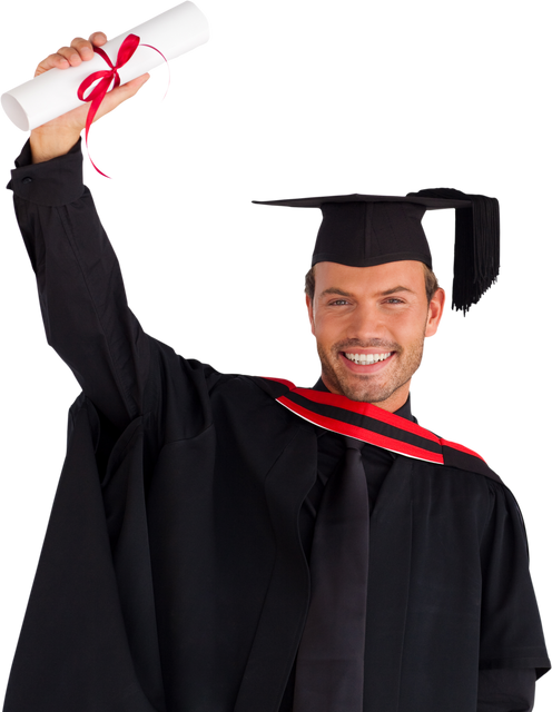 Transparent Image of Happy Graduate Holding Diploma Celebrating Success - Download Free Stock Videos Pikwizard.com